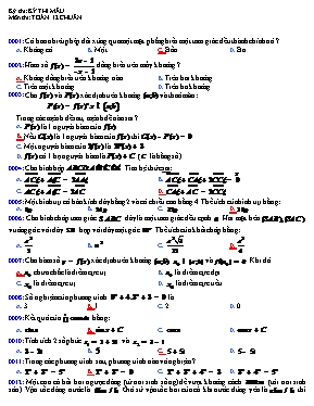 Đề thi mẫu môn Toán Lớp 12 (Có đáp án)